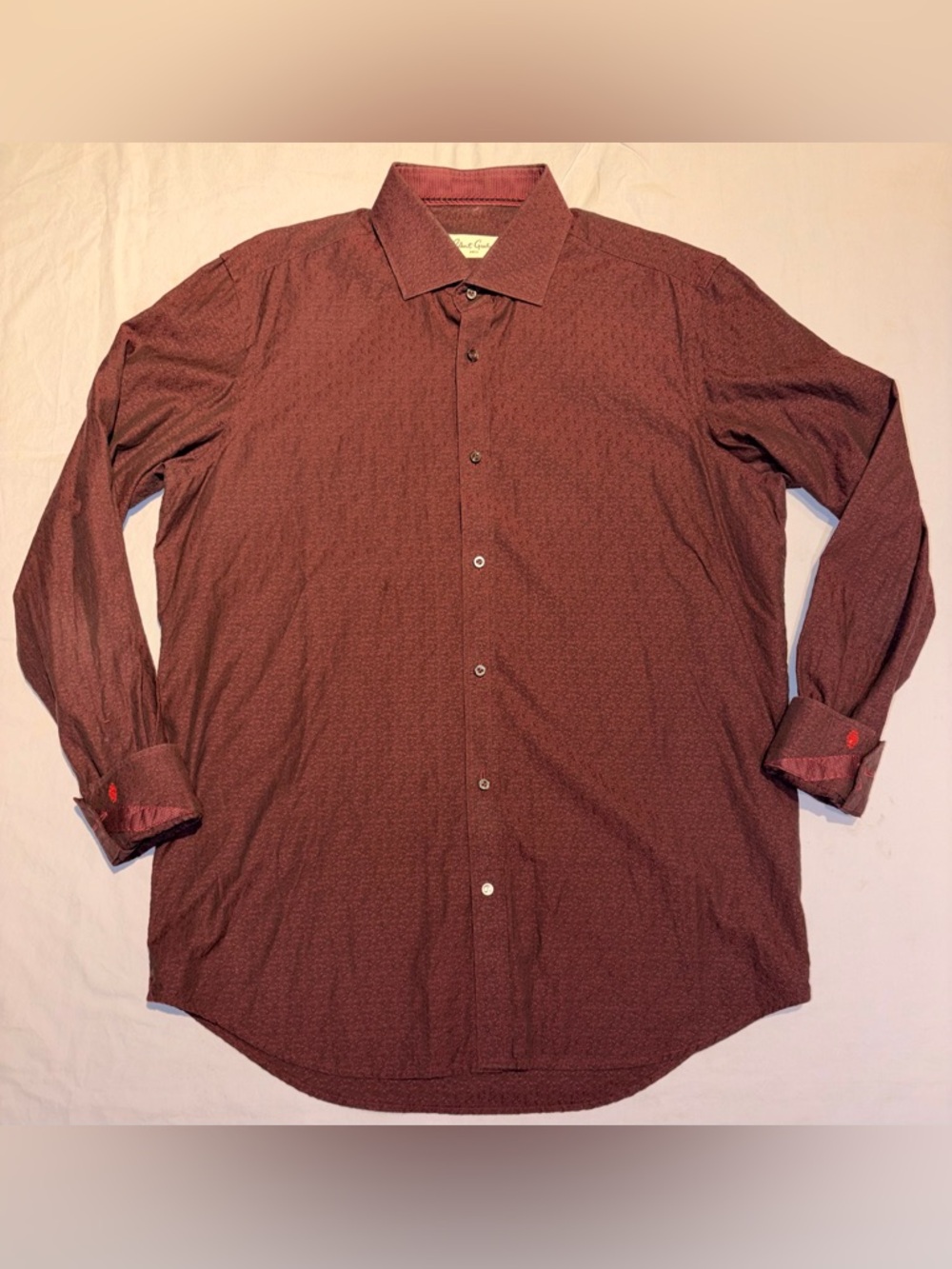 Robert Graham Mens Burgundy Paisley Long Sleeve Button Down Shirt Size 16.5 / 42